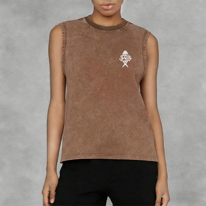 Christianartworkshop With God All Things Are Possible Anchor Unisex Washed Tank Top - image 4