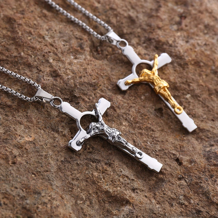 Christianartworkshop Polished Metal Crucifix Necklace: Wearable Token of Divine Grace and Protection - image 0