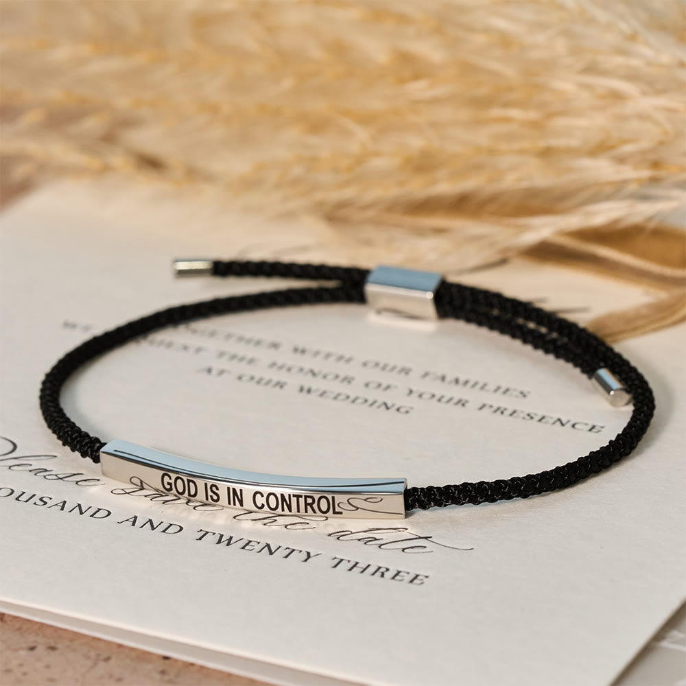 Christianartworkshop God Is in Control Faith Bracelet: A Symbol of Trust & Wedding Blessing - Silver + Black - image 0
