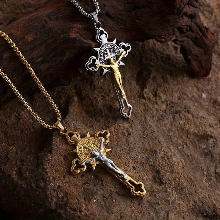 Christianartworkshop Openwork Crucifix Pendant Necklace: Symbol of Faith and Divine Protection - image 0