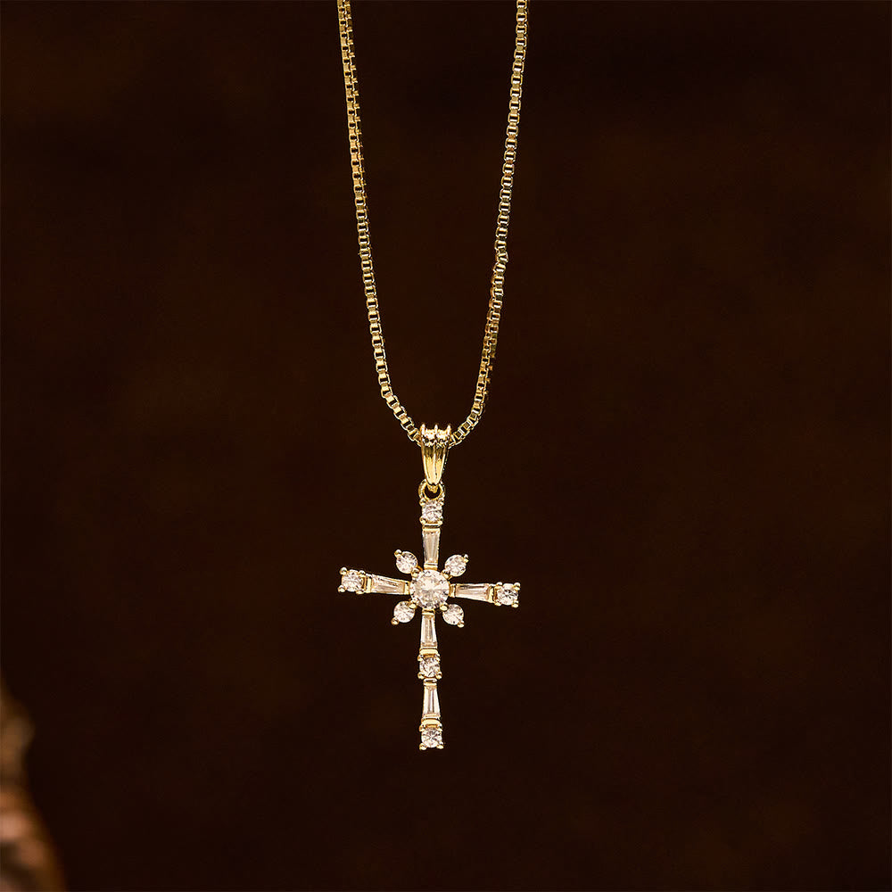 Christianartworkshop Sparkling Stone-Inlaid Cross Necklace: A Token of Divine Protection - image 2