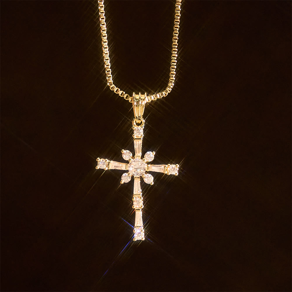 Christianartworkshop Sparkling Stone-Inlaid Cross Necklace: A Token of Divine Protection - image 3