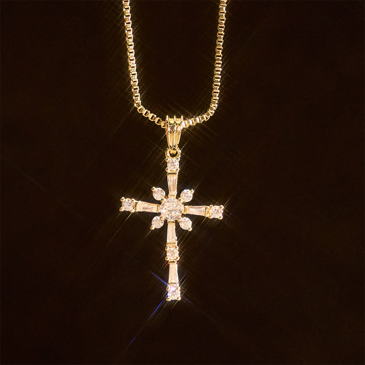 Christianartworkshop Sparkling Stone-Inlaid Cross Necklace: A Token of Divine Protection - image 3