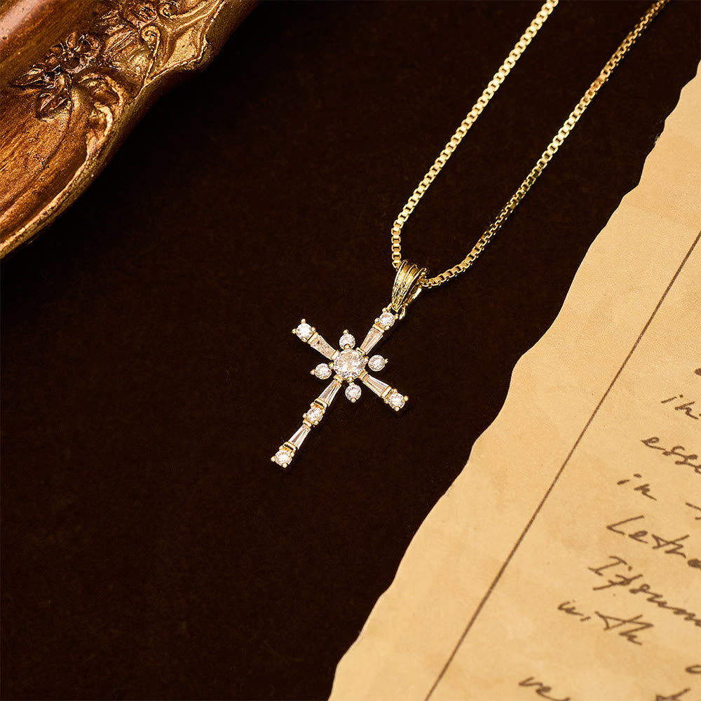 Christianartworkshop Sparkling Stone-Inlaid Cross Necklace: A Token of Divine Protection - image 4