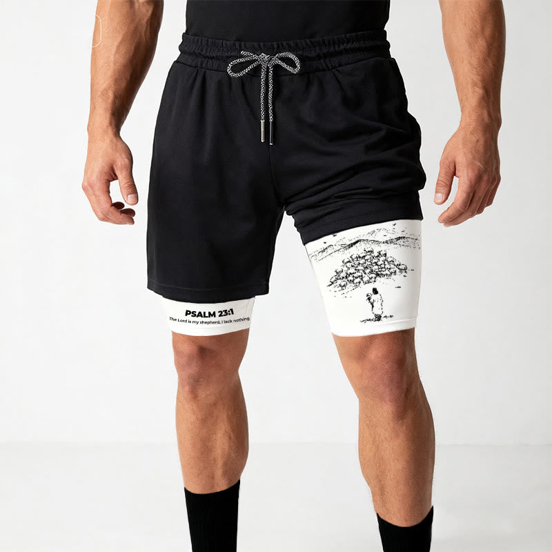 Christianartworkshop Psalm 23 Faithful Shepherd Printed Shorts - image 2