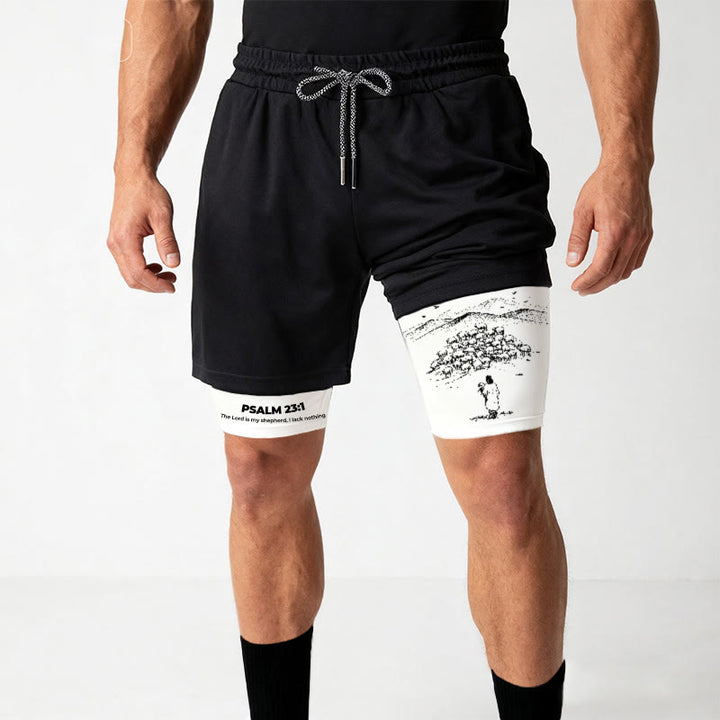 Christianartworkshop Psalm 23 Faithful Shepherd Printed Shorts - image 2
