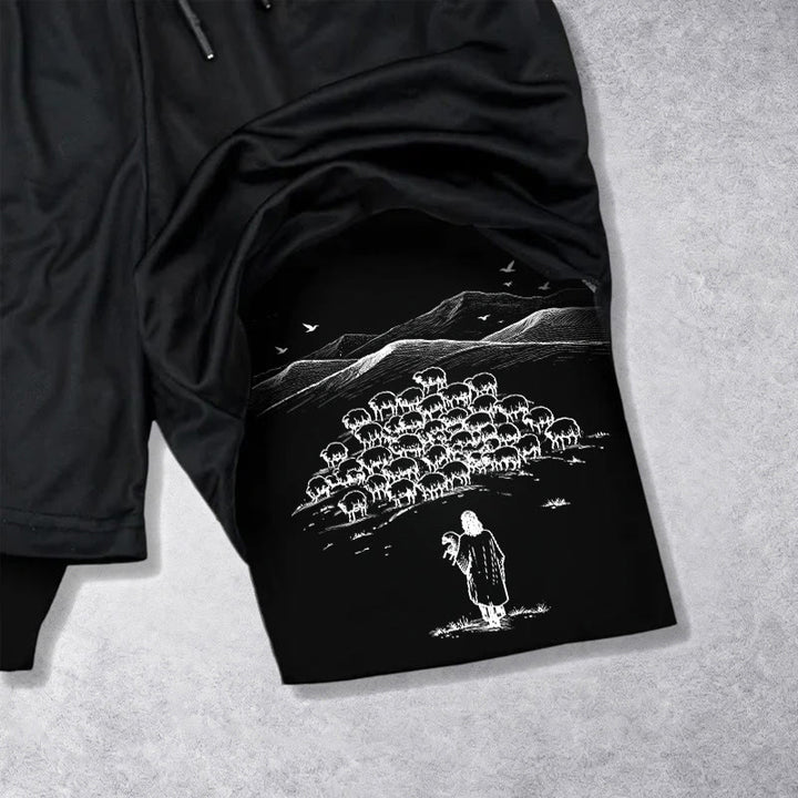 Christianartworkshop Psalm 23 Faithful Shepherd Printed Shorts - image 15