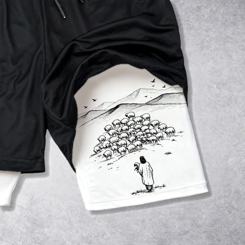 Christianartworkshop Psalm 23 Faithful Shepherd Printed Shorts - image 5