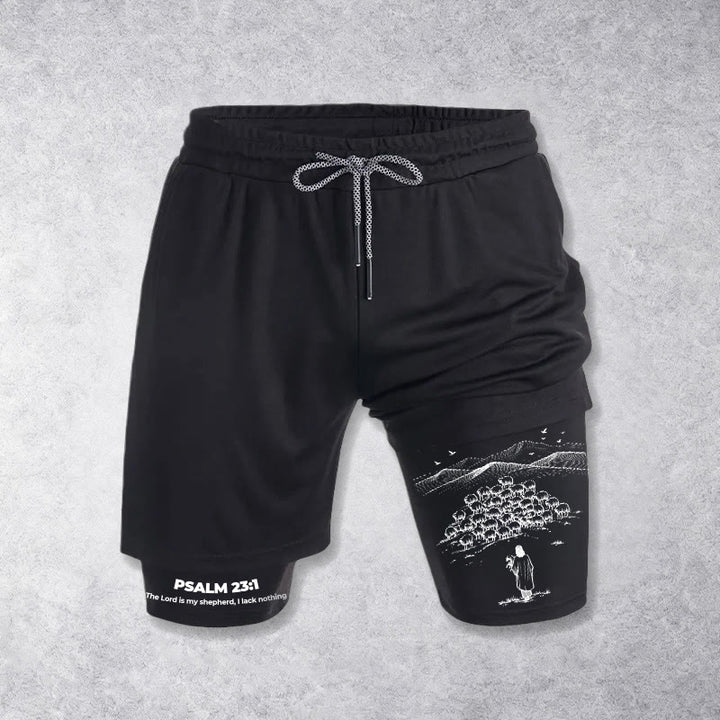 Christianartworkshop Psalm 23 Faithful Shepherd Printed Shorts - Black - 3XL - image 9