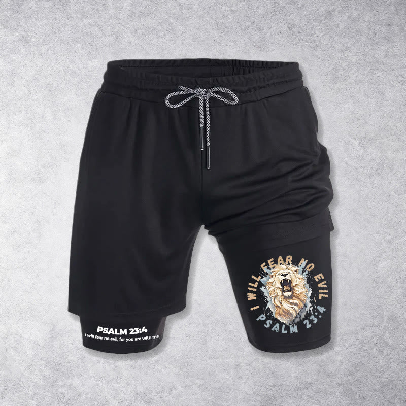 Christianartworkshop Psalm 23 I Will Fear No Evil Printed Shorts - Black - 3XL - image 9