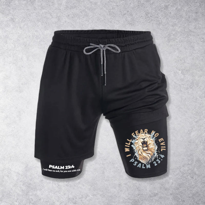 Christianartworkshop Psalm 23 I Will Fear No Evil Printed Shorts - Black - 3XL - image 9