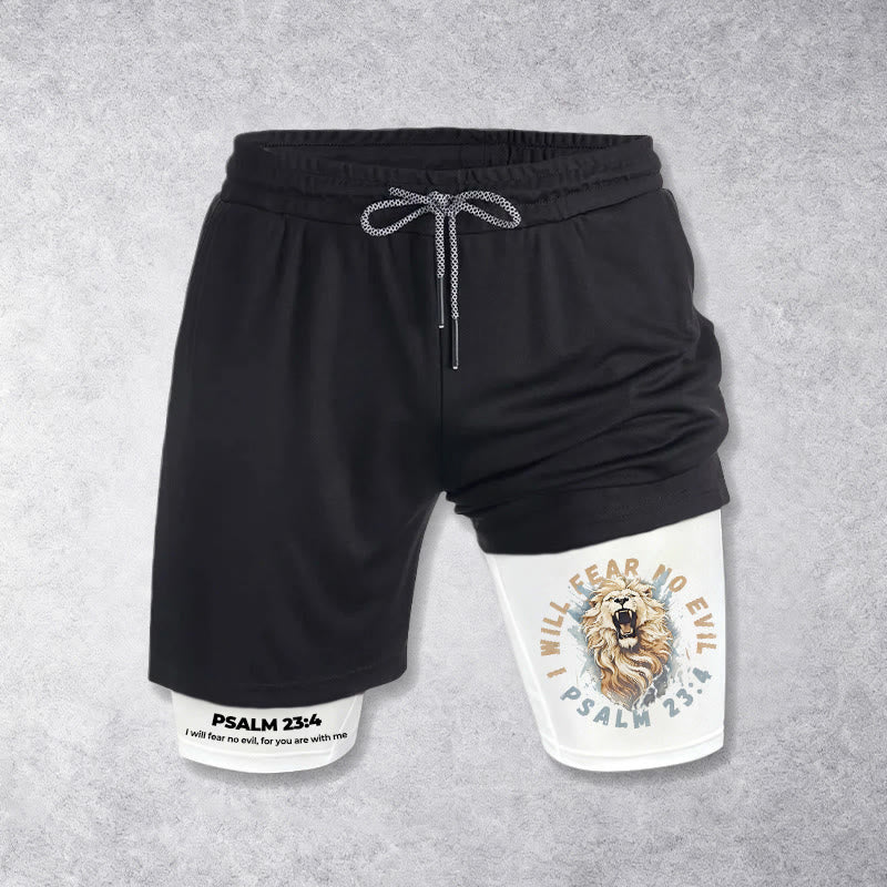 Christianartworkshop Psalm 23 I Will Fear No Evil Printed Shorts - White - 3XL - image 0