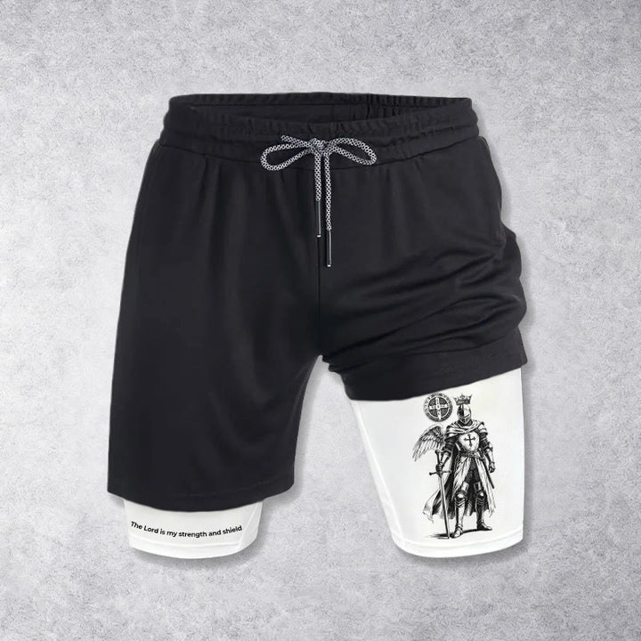 Christianartworkshop The Lord Is My Strength and Shield Knight Performance Shorts - White - 3XL - image 0