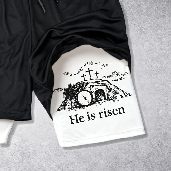 Christianartworkshop Matthew 28:6 He Is Risen Resurrection Performance Shorts - image 6