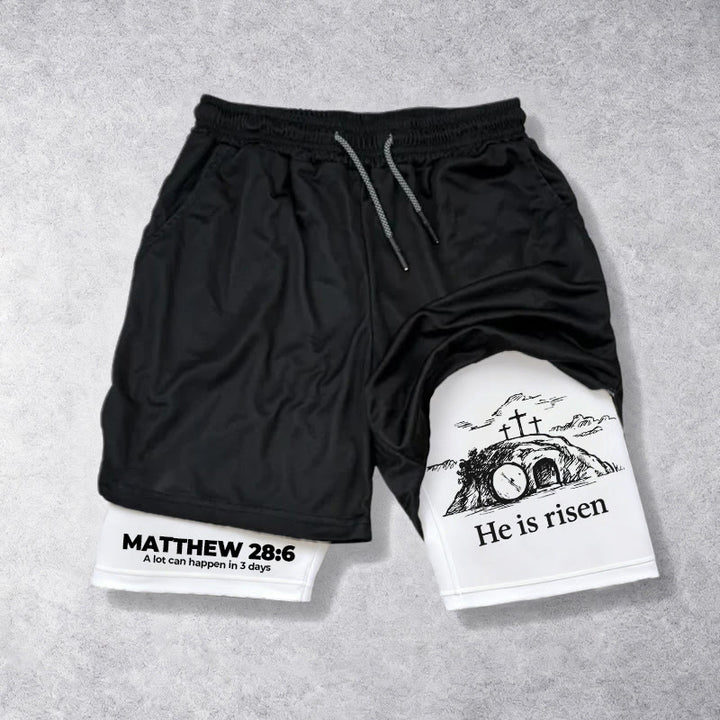 Christianartworkshop Matthew 28:6 He Is Risen Resurrection Performance Shorts - image 4