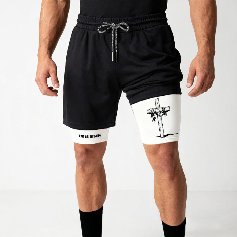 Christianartworkshop He Is Risen Resurrection Cross Performance Shorts - image 1