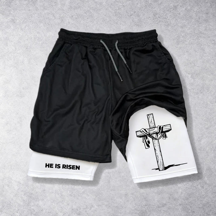 Christianartworkshop He Is Risen Resurrection Cross Performance Shorts - image 4
