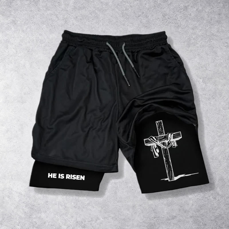Christianartworkshop He Is Risen Resurrection Cross Performance Shorts - image 13