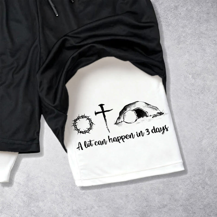 Christianartworkshop A Lot Can Happen in 3 Days Resurrection Symbols Performance Shorts - image 2