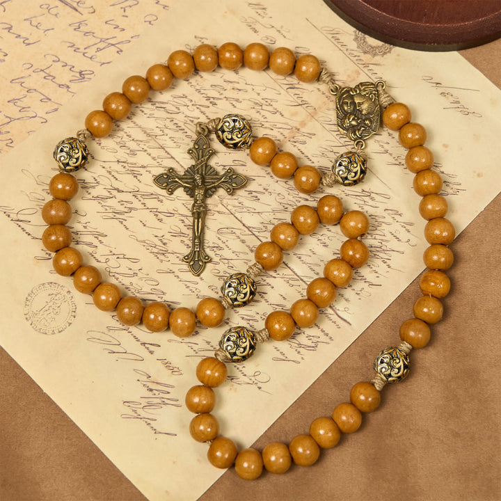 Christianartworkshop Holy Family & Crucifix of 10mm Olive Wood Bead Handmade Rosary for Holy Prayer - image 0