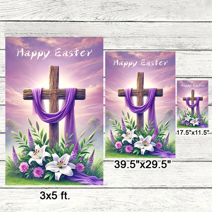 Christianartworkshop HAPPY EASTER Cross Purple Cloth Garden Flag: Symbol of Hope and New Life - image 6
