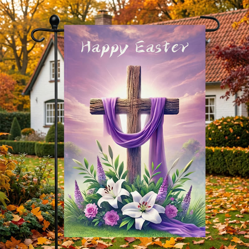 Christianartworkshop HAPPY EASTER Cross Purple Cloth Garden Flag: Symbol of Hope and New Life - image 5