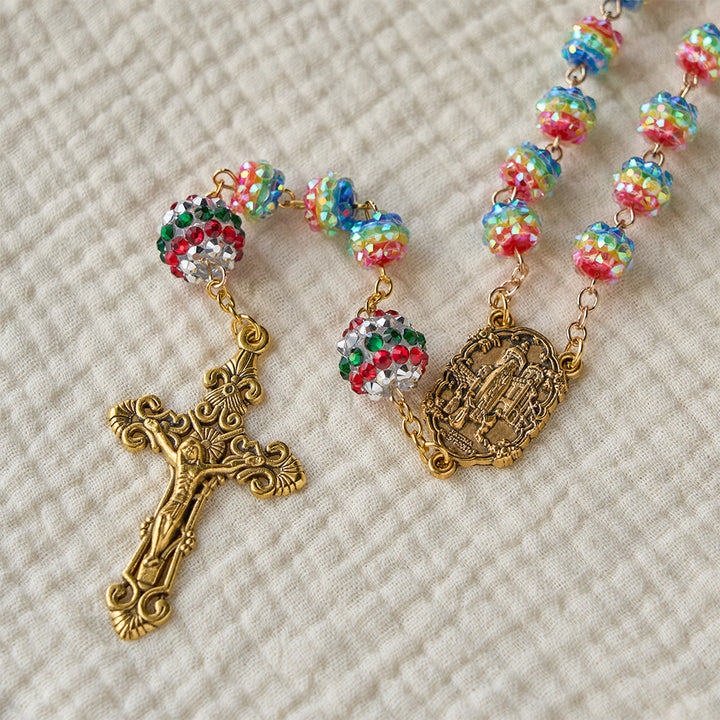 Christianartworkshop Christmas Rainbow Beads Rosary with Golden Cross: Devotion & Vibrant Faith - image 5