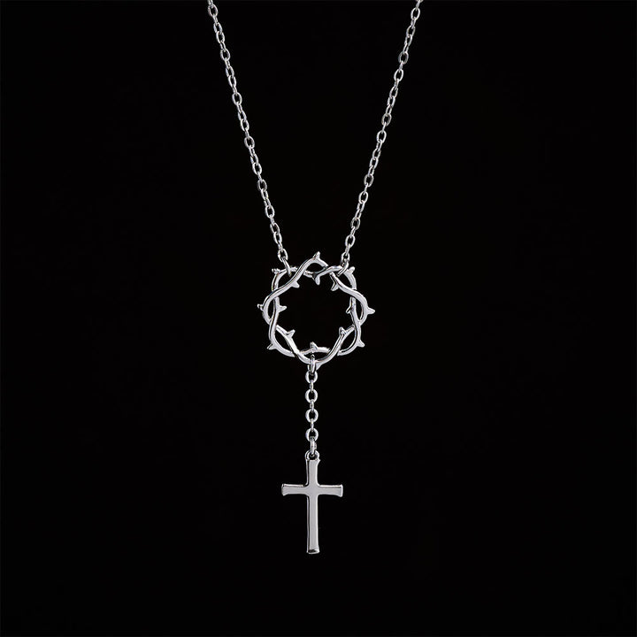 Christianartworkshop Thorn Crown Cross Necklace: A Symbol of Christ’s Passion & Redemption - Silver - image 4