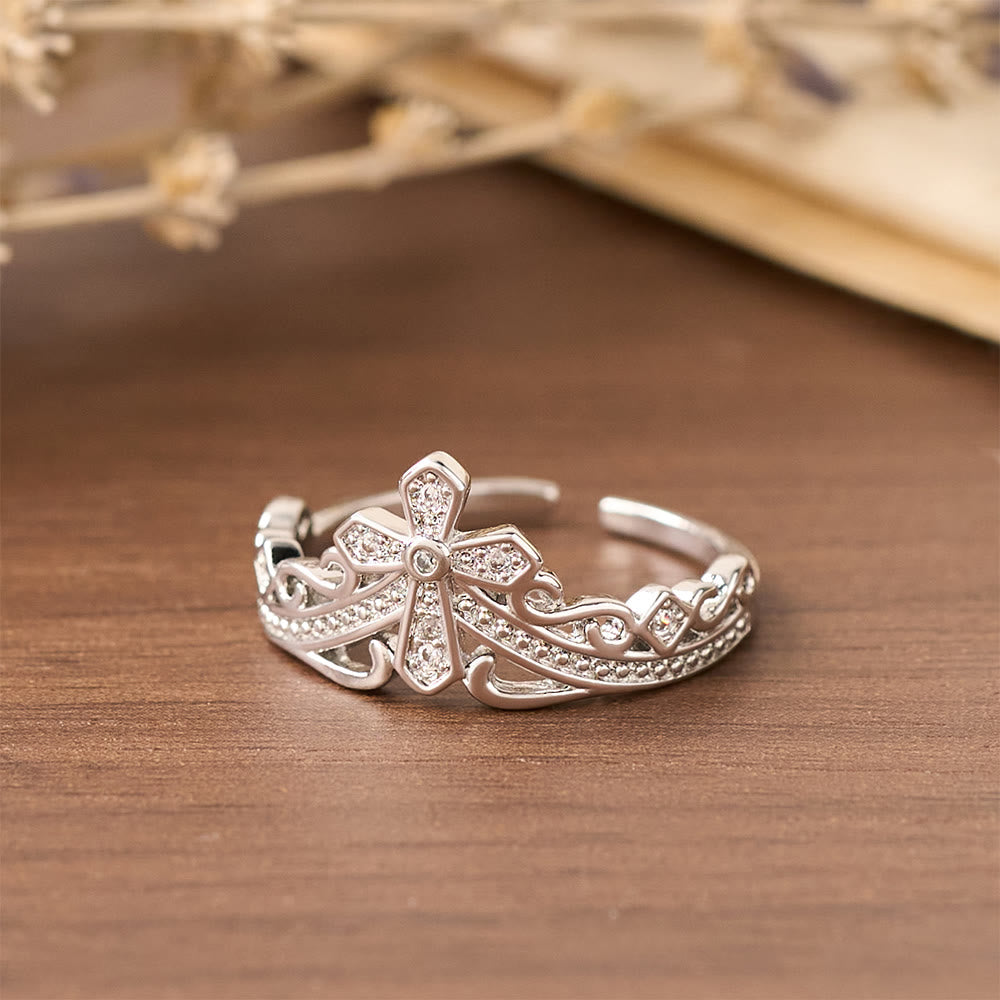 Christianartworkshop Dual Polished Style Cross-Crown Ring: Carry His Royal Care Close Daily - image 11