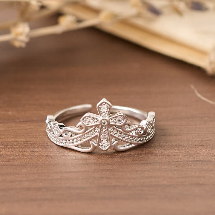 Christianartworkshop Dual Polished Style Cross-Crown Ring: Carry His Royal Care Close Daily - image 10