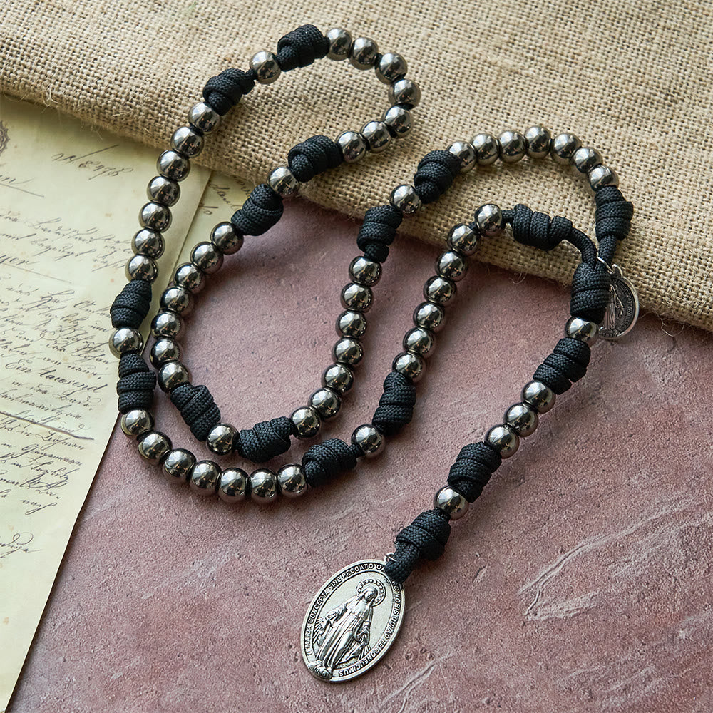 Christianartworkshop Seven Sorrows Paracord Rosary: A Symbol of Marian Compassion & Miraculous Grace - Miraculous Medal - image 0