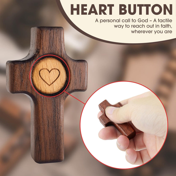 Christianartworkshop Black Walnut Pocket Cross with Heart Inlay: A Symbol of Christ’s Unfailing Love - image 2