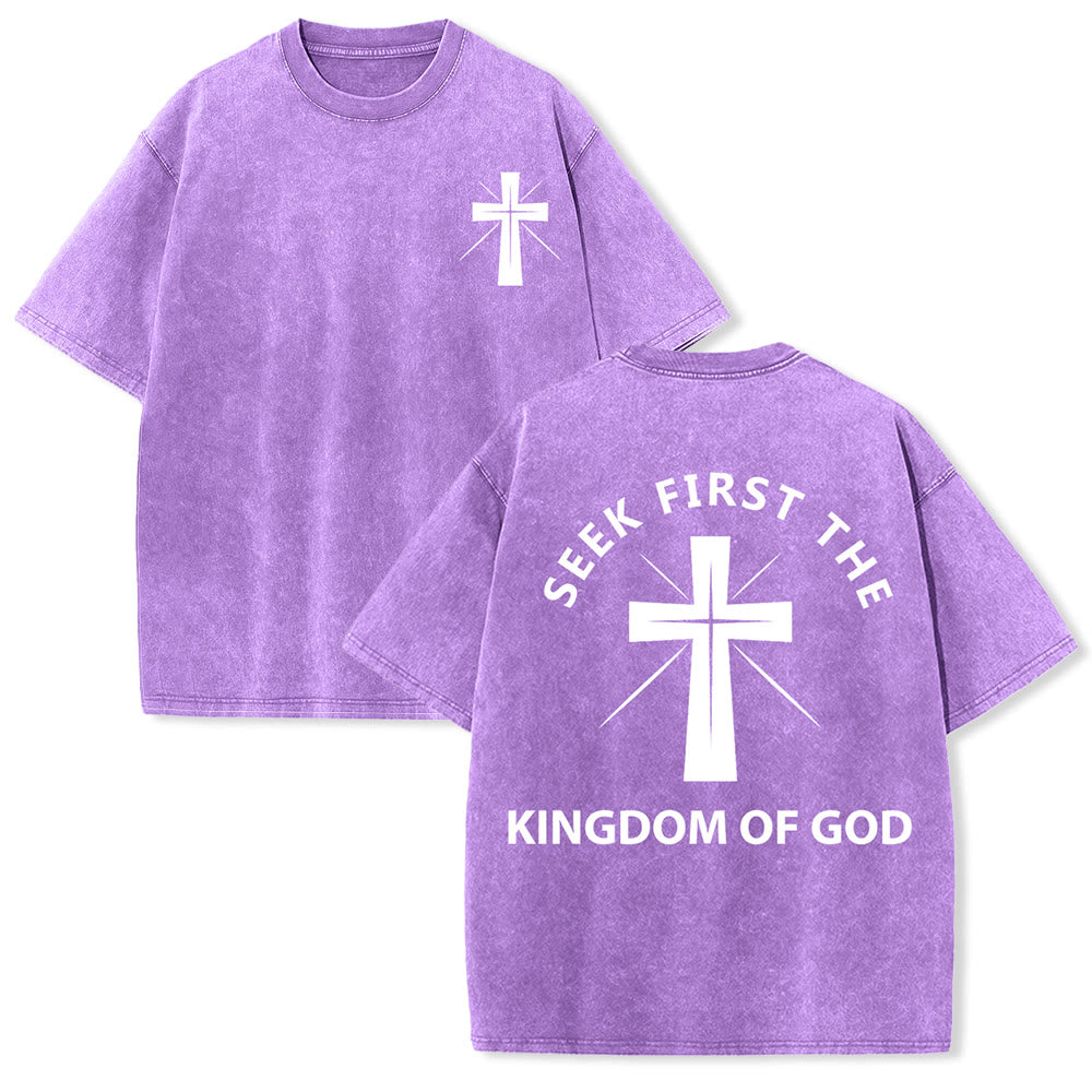 Christianartworkshop Seek First the Kingdom of God Unisex Washed T-Shirt - Purple - 5XL - image 21