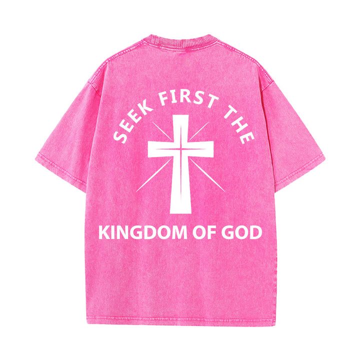 Christianartworkshop Seek First the Kingdom of God Unisex Washed T-Shirt - image 25