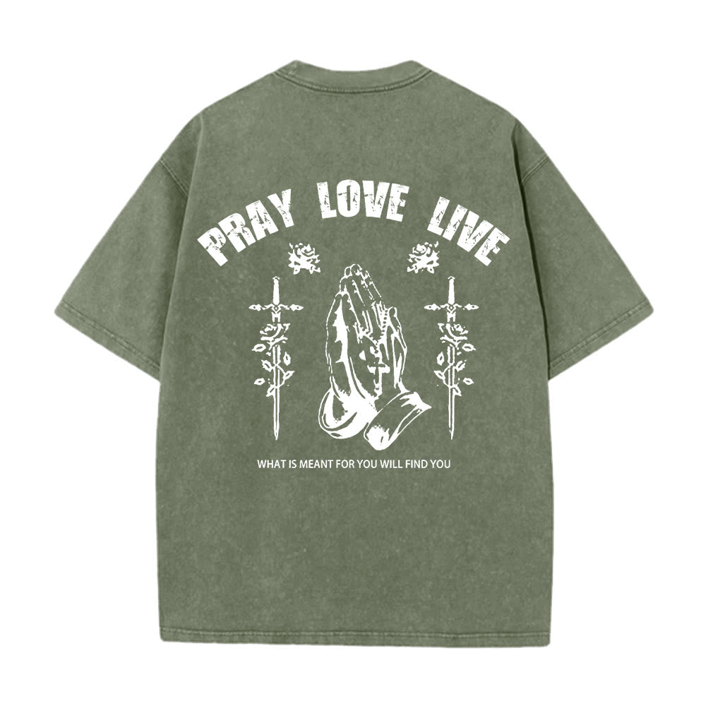 Christianartworkshop God Willing Pray Love Live Unisex Washed T-Shirt - image 13