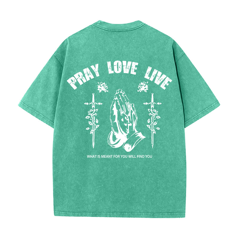 Christianartworkshop God Willing Pray Love Live Unisex Washed T-Shirt - image 10