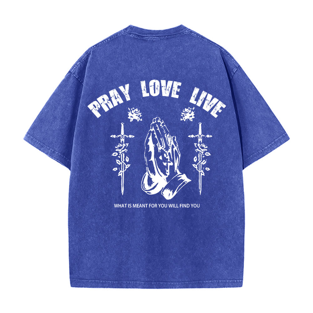 Christianartworkshop God Willing Pray Love Live Unisex Washed T-Shirt - image 1