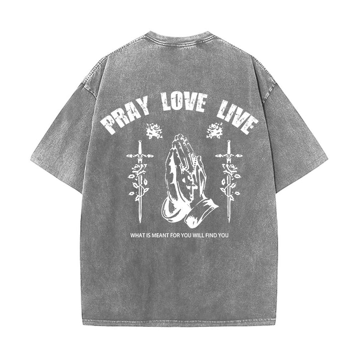 Christianartworkshop God Willing Pray Love Live Unisex Washed T-Shirt - image 7