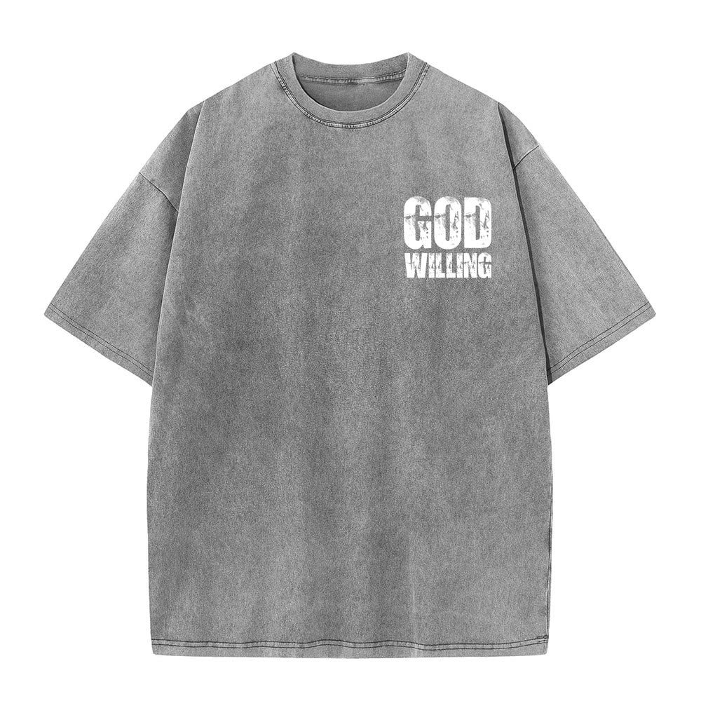 Christianartworkshop God Willing Pray Love Live Unisex Washed T-Shirt - image 8