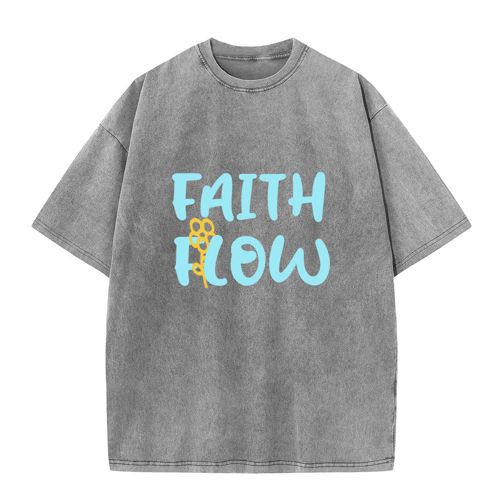 Christianartworkshop Faith Flow Floral Unisex Washed T-Shirt - Grey - 5XL - image 2