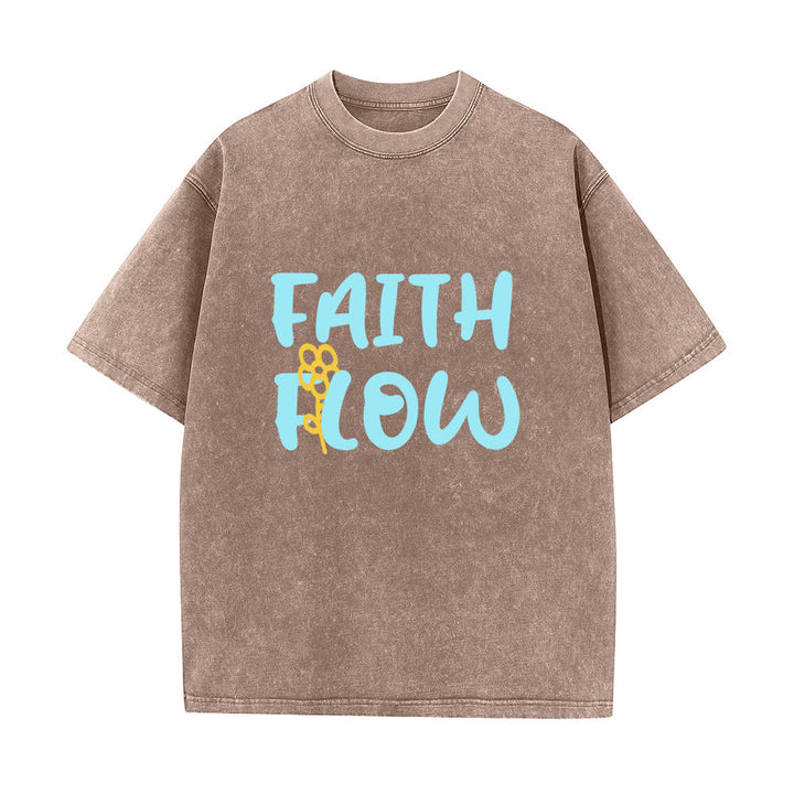 Christianartworkshop Faith Flow Floral Unisex Washed T-Shirt - Brown - 5XL - image 5