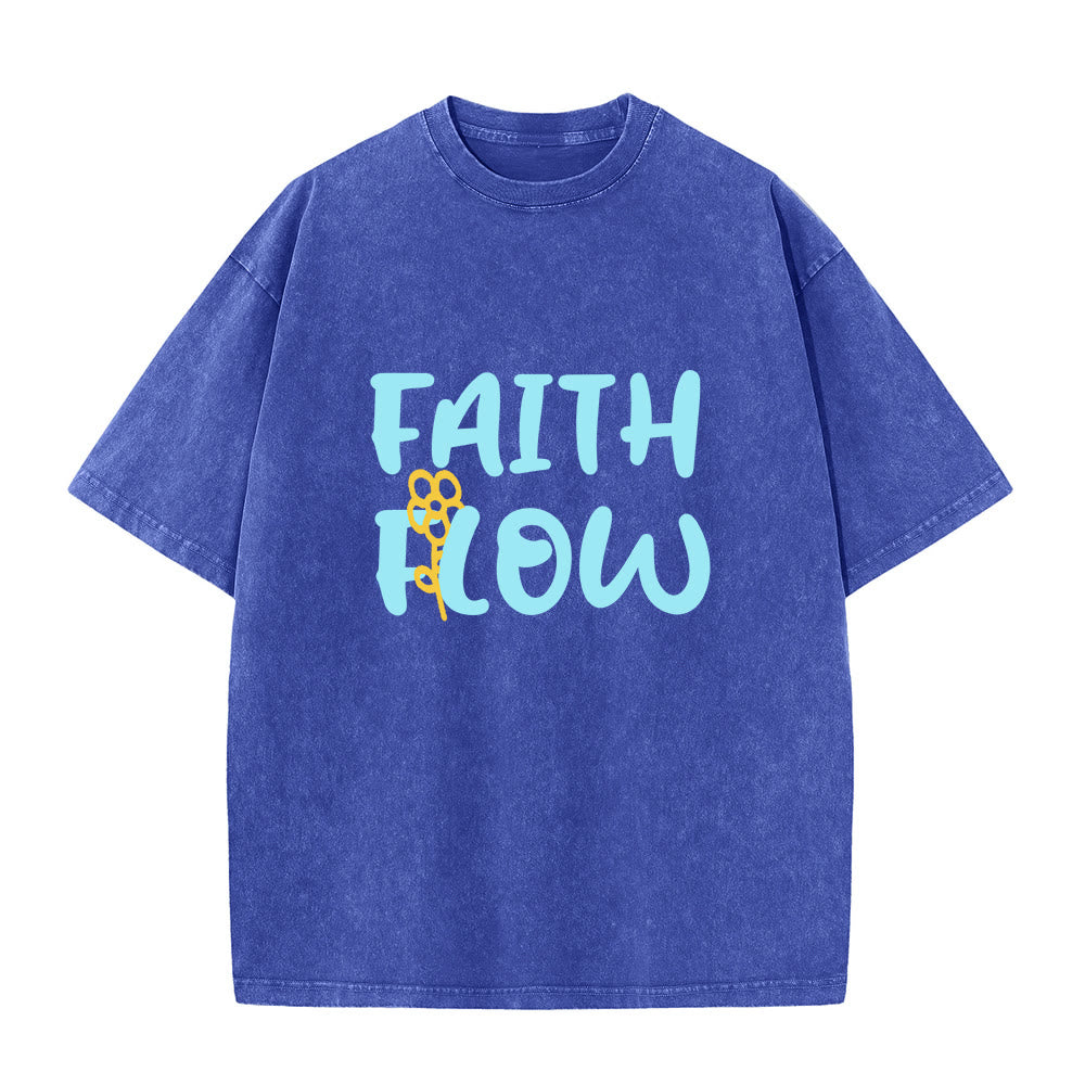 Christianartworkshop Faith Flow Floral Unisex Washed T-Shirt - Blue - 5XL - image 7