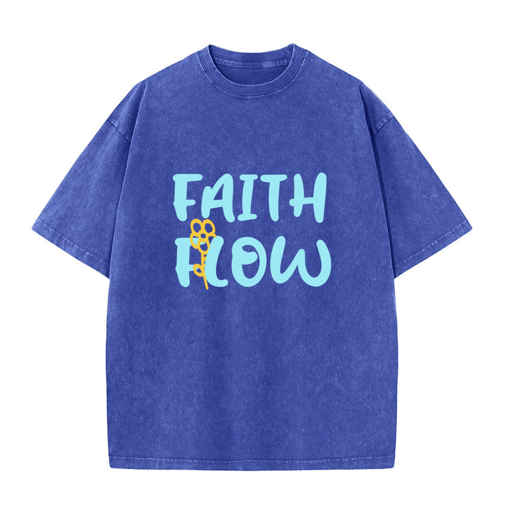 Christianartworkshop Faith Flow Floral Unisex Washed T-Shirt - Blue - 5XL - image 7