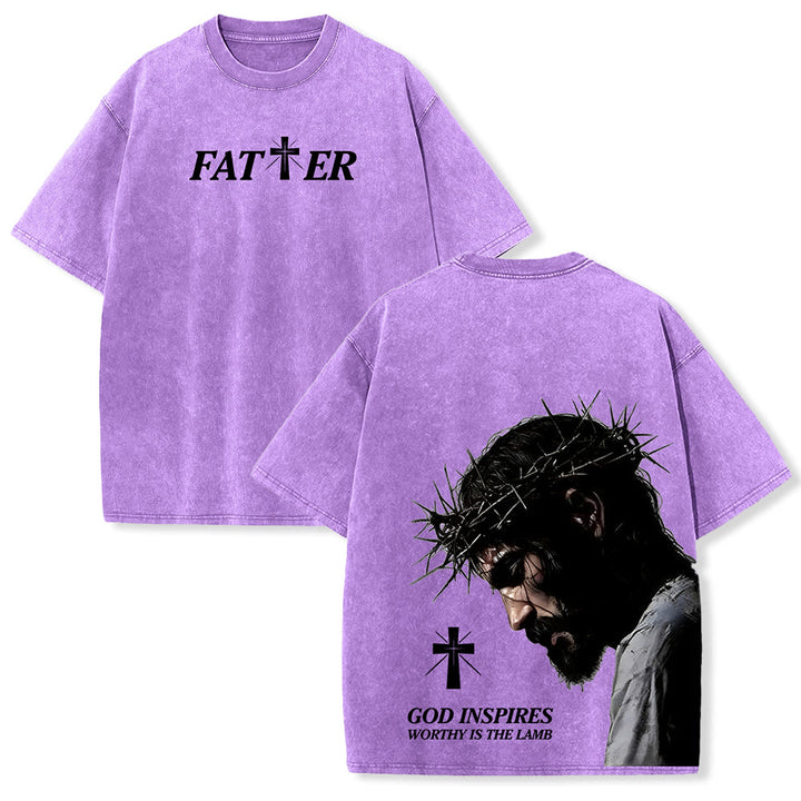 Christianartworkshop Faith-Filled Jesus Crown of Thorns Unisex Washed T-Shirt - Purple - 5XL - image 21