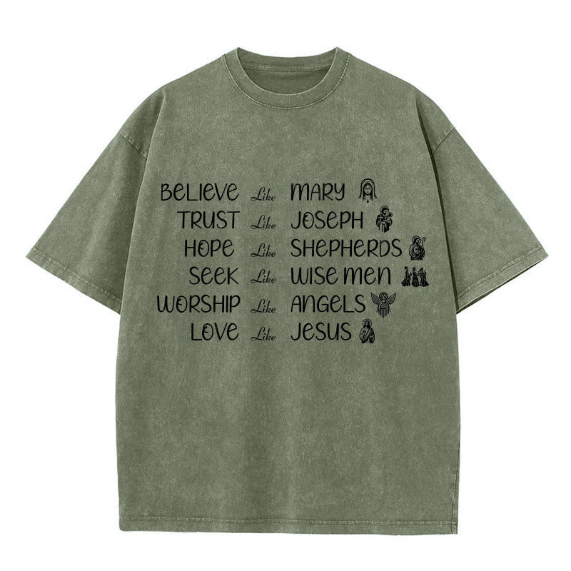 Christianartworkshop Bible Heroes Faith Statement Unisex Washed T-Shirt - Army Green - 5XL - image 3