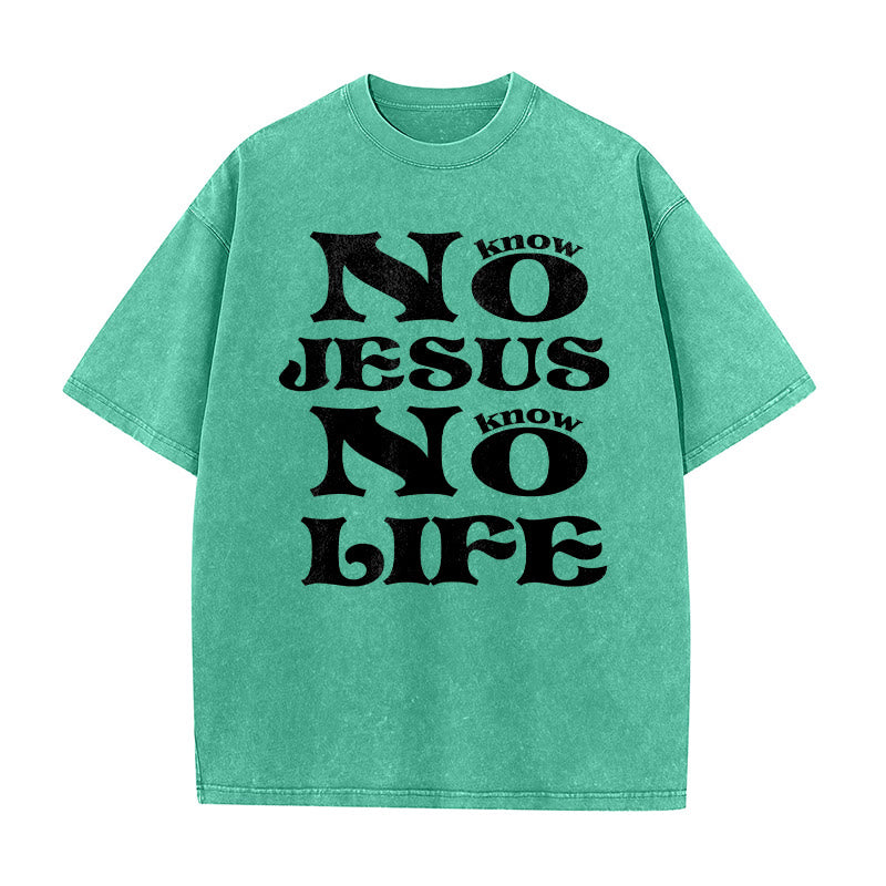 Christianartworkshop No Jesus No Life Unisex Washed T-Shirt - Green - 5XL - image 2