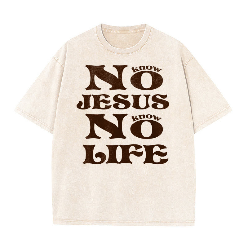Christianartworkshop No Jesus No Life Unisex Washed T-Shirt - Beige - 5XL - image 5