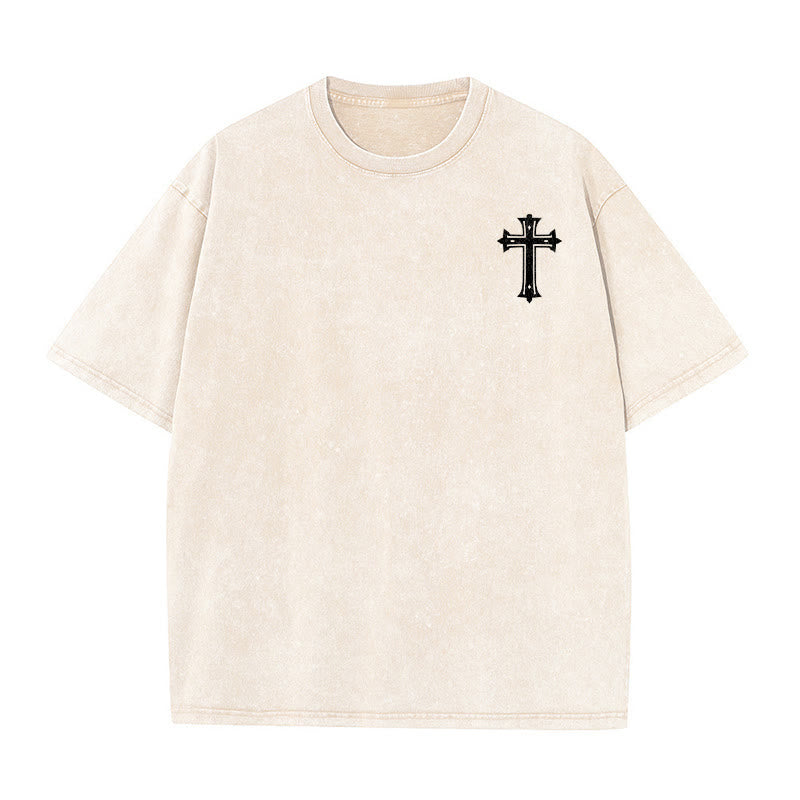 Christianartworkshop Strong Body Strong Faith Cross Crown Unisex Washed T-Shirt - image 17