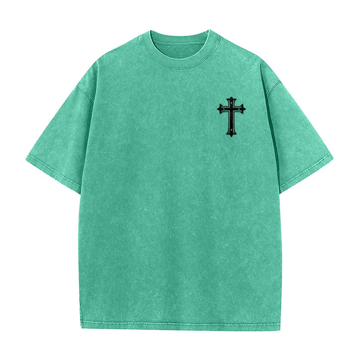 Christianartworkshop Strong Body Strong Faith Cross Crown Unisex Washed T-Shirt - image 8