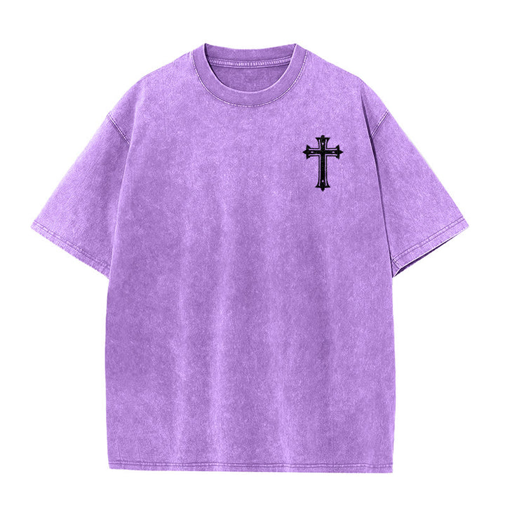 Christianartworkshop Strong Body Strong Faith Cross Crown Unisex Washed T-Shirt - image 23